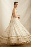 Astha Narang_White Nylon Embroidered Nakshi Scoop Neck Garden Bridal Lehenga Set  _at_Aza_Fashions