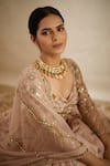 Buy_Astha Narang_Pink Lehenga Raw Silk Embroidered Nakshi V Neck Floret Bridal Set  