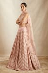 Astha Narang_Pink Raw Silk Chevron Embroidered Lehenga Set_Online_at_Aza_Fashions
