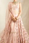 Shop_Astha Narang_Pink Raw Silk Chevron Embroidered Lehenga Set_Online_at_Aza_Fashions
