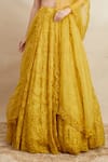 Shop_Astha Narang_Yellow Organza Embroidered Floral V Neck Bridal Lehenga Set _Online_at_Aza_Fashions