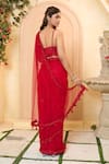 Shop_Aariyana Couture_Red Saree Butterfly Net Embroidery Thread V Neck With Blouse _Online_at_Aza_Fashions