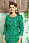 Aariyana Couture_Green Kurta Silk Organza And Sharara Cotton Lycra Embroidery Thread Round & Set _at_Aza_Fashions
