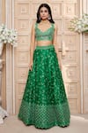 Shop_Aariyana Couture_Green Lehenga And Blouse Dupion Embroidered Floral Bridal Set _Online_at_Aza_Fashions