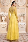 Shop_Aariyana Couture_Yellow Anarkali And Dupatta Butterfly Net Embroidered Geometric Set  _at_Aza_Fashions