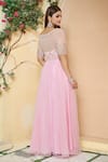 Aariyana Couture_Pink Anarkali And Dupatta Butterfly Net & Churidar Cotton Silk Embroidery Set _Online_at_Aza_Fashions