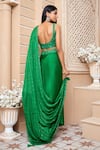 Ariyana Couture_Green Embroidered Floral Scoop Neck Draped Saree With Cutwork Blouse For Women_Online_at_Aza_Fashions
