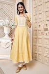 Buy_Aariyana Couture_Yellow Modal, Satin, Chiffon Embroidery, Tassels Round Neck Jaal Kurta Set_Online_at_Aza_Fashions