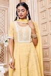 Aariyana Couture_Yellow Modal, Satin, Chiffon Embroidery, Tassels Round Neck Jaal Kurta Set_at_Aza_Fashions