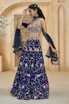 Shop_Aariyana Couture_Blue Lehenga And Bustier Dupion Embroidered Floral Pop-up Bridal Set 