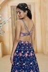 Buy_Aariyana Couture_Blue Lehenga And Bustier Dupion Embroidered Floral Pop-up Bridal Set _Online