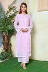 Buy_Ariyana By Aza_Purple Viscose, Organza, Silk Embroidery, Sequins Scoop Neck Kurta Palazzo Set _Online_at_Aza_Fashions