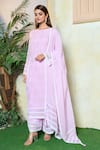 Shop_Ariyana By Aza_Purple Viscose, Organza, Silk Embroidery, Sequins Scoop Neck Kurta Palazzo Set _Online_at_Aza_Fashions