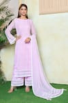 Buy_Ariyana By Aza_Purple Viscose, Organza, Silk Embroidery, Sequins Scoop Neck Kurta Palazzo Set _at_Aza_Fashions