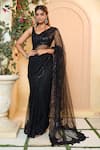 Buy_Ariyana Couture_Black Saree: Butterfly Net Embroidery Thread And Sequin With Blouse For Women_Online_at_Aza_Fashions