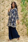 Buy_Aariyana Couture_Blue Kurta-organza And Pant- Viscose Jaal Work Kurta & Flared Set  _Online_at_Aza_Fashions