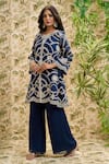 Shop_Aariyana Couture_Blue Kurta-organza And Pant- Viscose Georgette Jaal Work Kurta & Flared Set _Online_at_Aza_Fashions