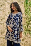 Aariyana Couture_Blue Kurta-organza And Pant- Viscose Jaal Work Kurta & Flared Set  _at_Aza_Fashions