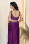 Shop_Aariyana Couture_Purple Saree- Modal Satin And Blouse- Dupion Hand Embroidered Pre-draped With _Online