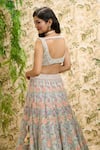 Aariyana Couture_Blue Lehenga And Dupatta- Butterfly Net & Flower Bridal Set _Online