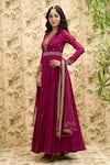 Shop_Aariyana Couture_Purple Anarkali-viscose Georgette Embroidered Sequin Bead And Work Anarkali Set _Online_at_Aza_Fashions