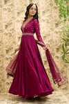 Aariyana Couture_Purple Anarkali-viscose Georgette Embroidered Sequin Bead And Work Anarkali Set _at_Aza_Fashions