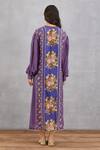 Shop_Torani_Purple Cotton Silk, Handwoven Chanderi Band Collar Jamuni Leila Kaftan_at_Aza_Fashions