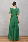 Shop_Torani_Green Handwoven Thin Chanderi Embroidery V Neck Panna Seher Maxi Dress  _at_Aza_Fashions