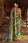 Shop_Itrh_Multi Color Organza Chanderi Saree With Blouse  _at_Aza_Fashions