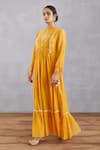 Buy Torani Yellow Handwoven Thin Chanderi Slip Cotton Silk Sunehra Adeena Maxi Dress at Aza Fashions Buy_Torani_Yellow Handwoven Thin Chanderi Slip Cotton Silk Sunehra Adeena Maxi Dress _at_Aza_Fashions
