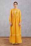 Torani Yellow Handwoven Thin Chanderi Slip Cotton Silk Sunehra Adeena Maxi Dress Online at Aza Fashions Torani_Yellow Handwoven Thin Chanderi Slip Cotton Silk Sunehra Adeena Maxi Dress _Online_at_Aza_Fashions