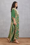 Torani_Green Cotton Silk, Handwoven Chanderi Round Panna Madno Kaftan _Online_at_Aza_Fashions