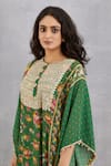 Buy_Torani_Green Cotton Silk, Handwoven Chanderi Round Panna Madno Kaftan _Online_at_Aza_Fashions