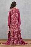 Shop_Torani_Red Cotton Silk, Handwoven Chanderi Round Manika Madno Kaftan _at_Aza_Fashions