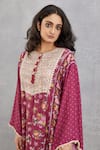 Buy_Torani_Red Cotton Silk, Handwoven Chanderi Round Manika Madno Kaftan _Online_at_Aza_Fashions