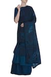 Shagun Manchanda_Blue Satin Linen Abstract Printed Ruffle Layered Handcrafted Saree  _Online_at_Aza_Fashions