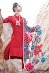 Buy_Xoxo Apurva_Red Raw Silk Mandarin Collar Kurta Set _at_Aza_Fashions