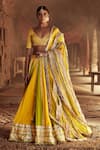 Buy_Itrh_Yellow Linen Panelled Lehenga Set _at_Aza_Fashions