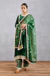 Torani_Green Velvet, Cotton Silk, Kurta And Salwar Velvet, Voile Panna Gulnaz Set _Online_at_Aza_Fashions
