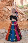 Shop_Xoxo Apurva_Multi Color Silk Chanderi V Neck 3d Embroidered Lehenga Set _at_Aza_Fashions