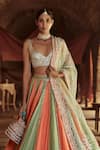 Itrh_Green Linen Panelled Lehenga Set _Online_at_Aza_Fashions