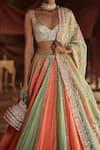 Buy_Itrh_Green Linen Panelled Lehenga Set _Online_at_Aza_Fashions