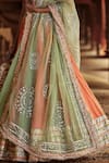 Shop_Itrh_Green Linen Panelled Lehenga Set _Online_at_Aza_Fashions