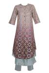 Buy_I Am Design_Purple Round Woven Kurta Set _Online_at_Aza_Fashions
