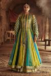 Itrh_Multi Color Lampi Silk Organza Kaftan Lehenga Set _Online_at_Aza_Fashions