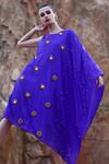 Xoxo Apurva_Purple Pure Silk Round 3d Embroidered Draped Dress _Online_at_Aza_Fashions