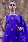 Shop_Xoxo Apurva_Purple Pure Silk Round 3d Embroidered Draped Dress _Online_at_Aza_Fashions