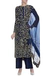 Buy_Anamika Khanna_Blue Embroidered Kurta With Pants And Dupatta_at_Aza_Fashions