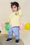 Buy_Little Boys Closet by Gunjan Khanijou_Yellow Checkered Blazer And Pant Set For Boys_at_Aza_Fashions
