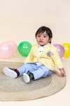 Shop_LITTLE BOYS CLOSET_Yellow Cotton Checkered Blazer And Pant Set _at_Aza_Fashions